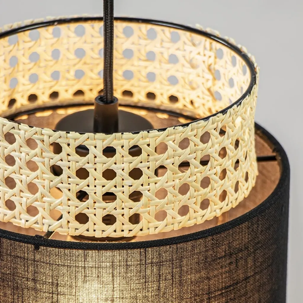 Straluma 3-Lichts ronde hanglamp zwart met webbing> Eettafellampen|Keukenverlichting