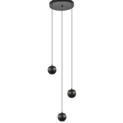 Straluma 3-Lichts ronde LED hanglamp bollen zwart met goud> Hanglampen|Eetkamerverlichting