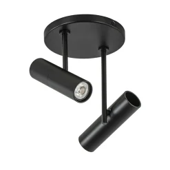 Straluma 2-Lichts ronde opbouwspot met cilinders zwart> Opbouwspots|Woonkamerlampen