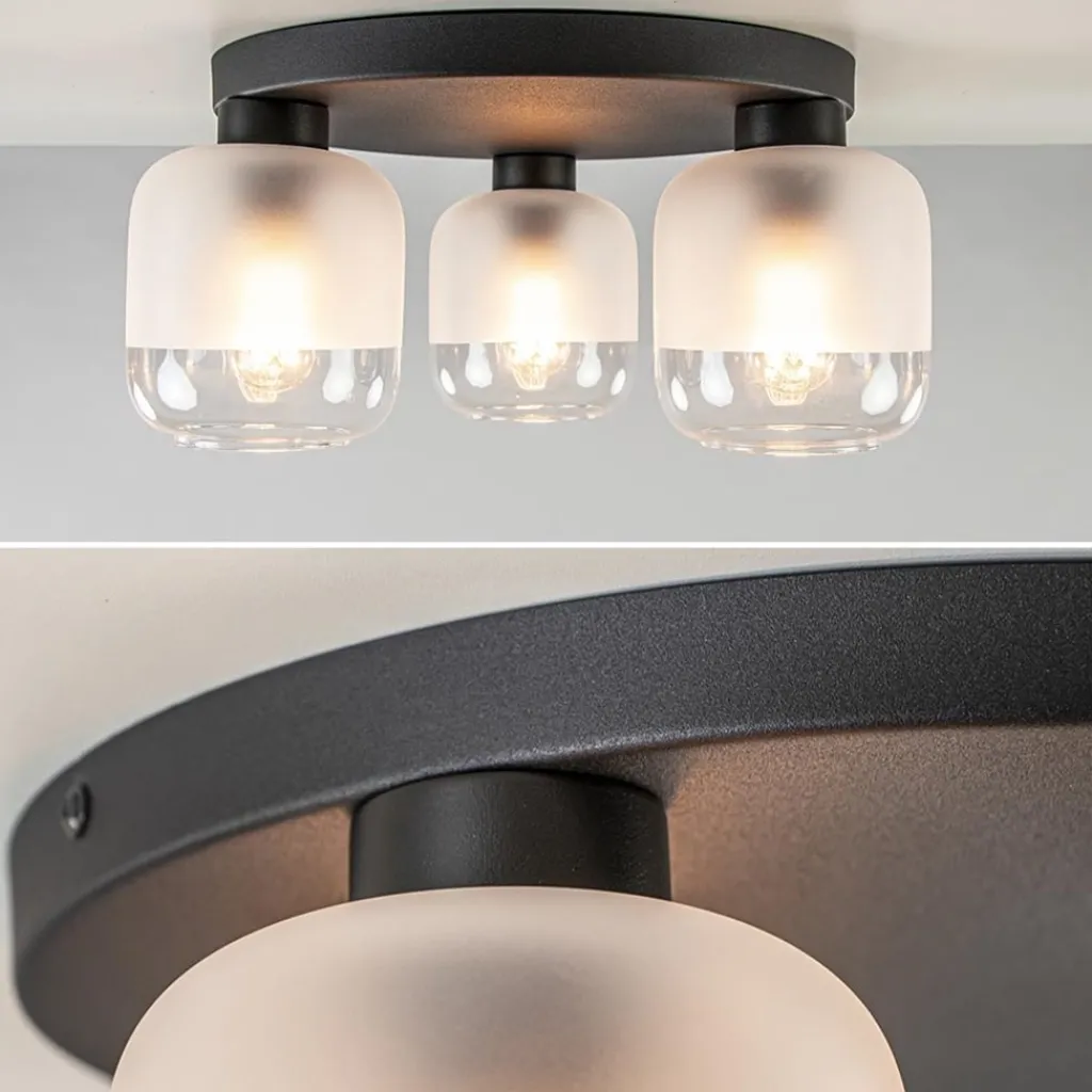 Straluma 3-Lichts ronde plafondlamp zwart met helder/mat glas> Plafondlampen|Scandinavische Verlichting