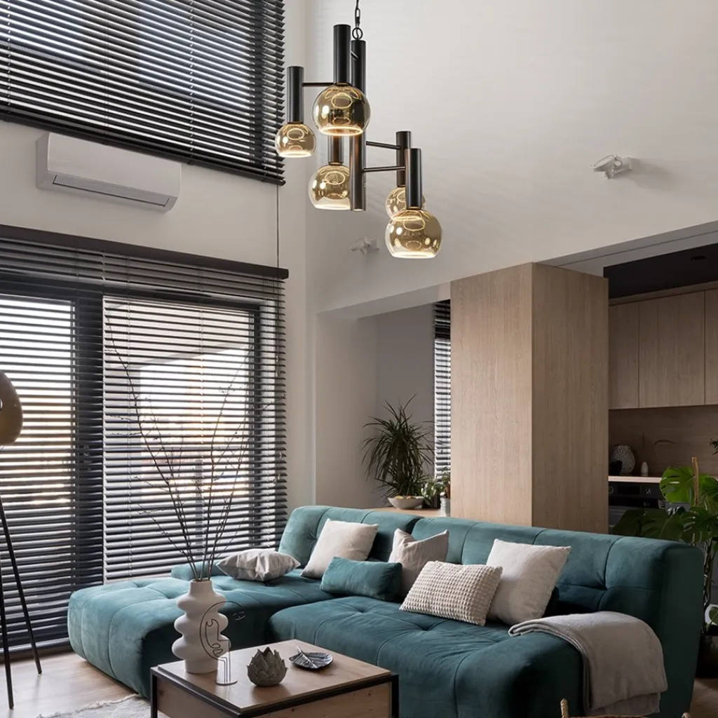 Straluma 5-Lichts vide hanglamp textured black excl lichtbronnen> Hanglampen|Videverlichting