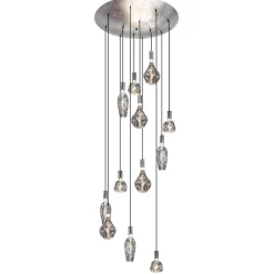 Straluma 12-Lichts videlamp silverleaf met chroom excl lichtbronnen> Hanglampen|Videverlichting