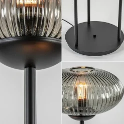 Straluma 3-Lichts vloerlamp met smoke glazen kappen reliëf><noscript><img width=