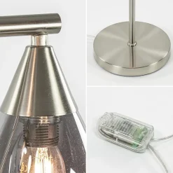 Straluma 3-Lichts vloerlamp nikkel met smoke glazen kappen dimbaar><noscript><img width=