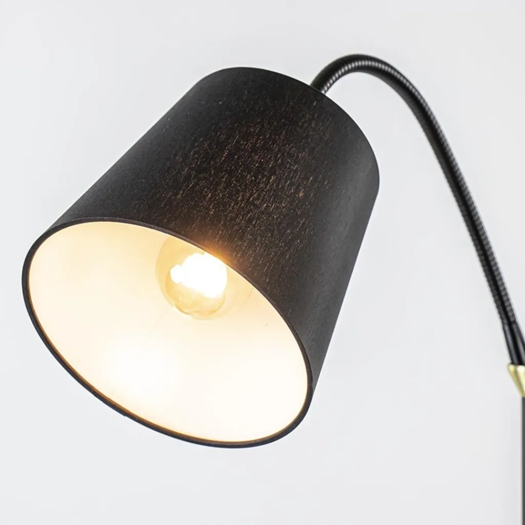 Straluma 2-Lichts vloerlamp zwart/goud met flexibele armen> Vloerlampen|Landelijke Verlichting