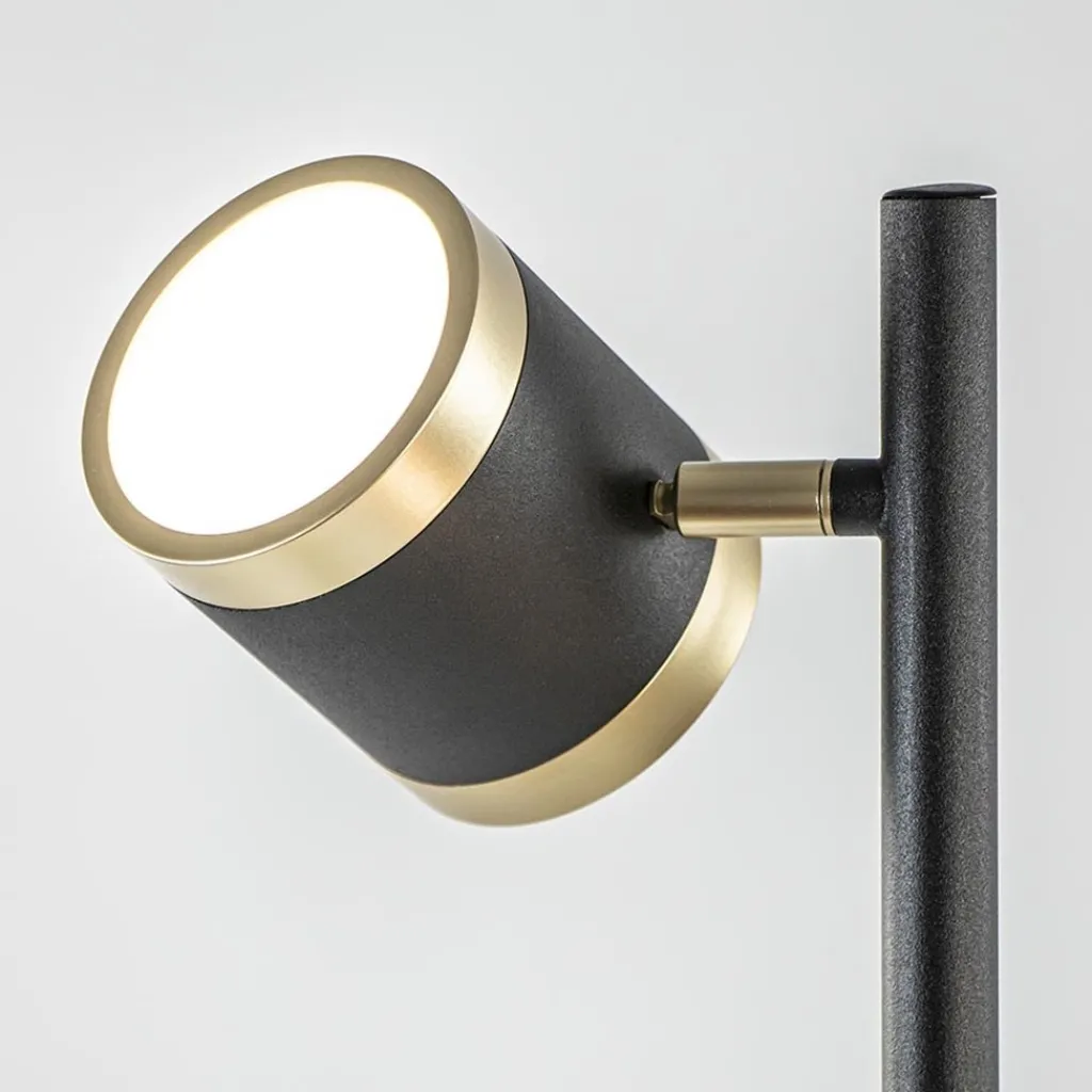 Straluma 3-Lichts vloerlamp zwart/goud met dimbare spots> Vloerlampen|Woonkamerlampen