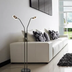 Straluma 2-Lichts vloer/leeslamp zwart met dimbaar LED></noscript> Vloerlampen|Leeslampen