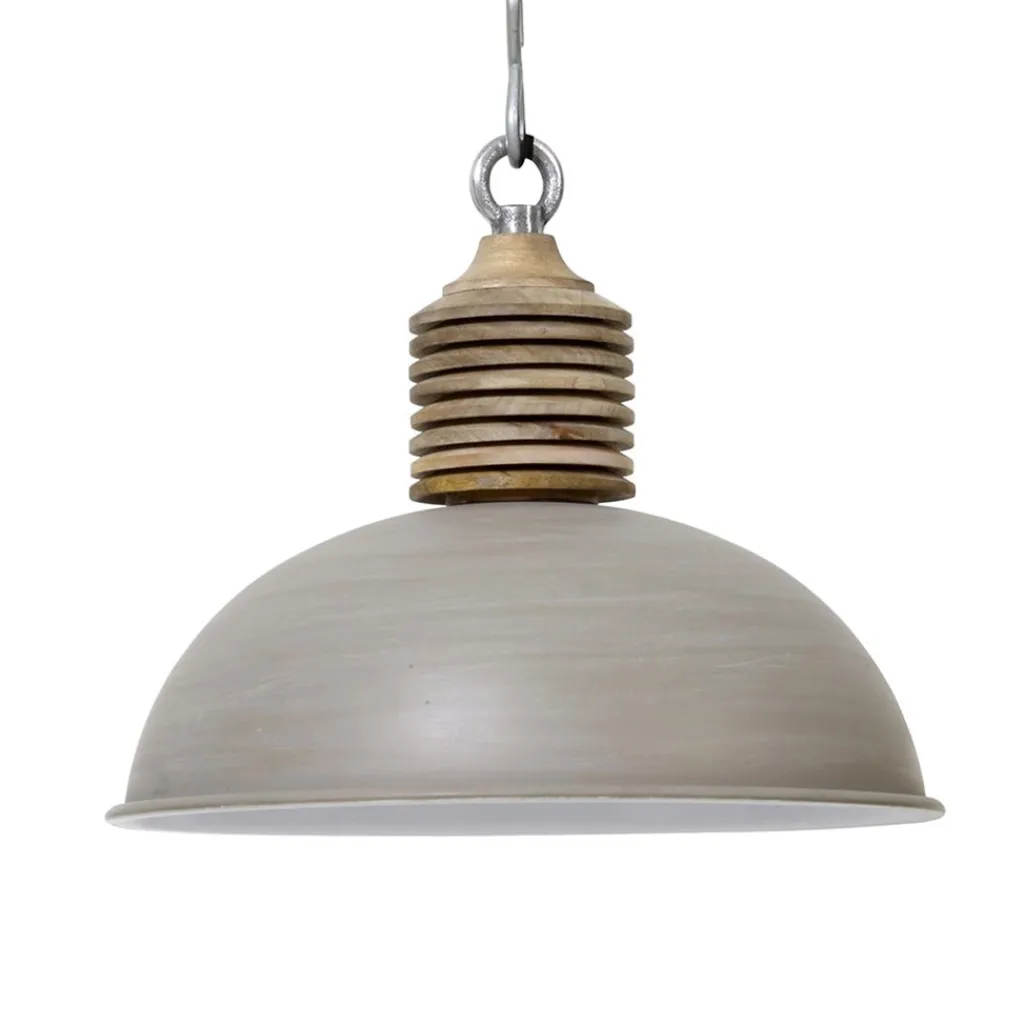 Straluma Light & Living hanglamp Avery grijs/hout> Eettafellampen|Light and Living