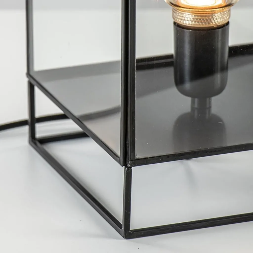 Straluma Light & Living tafellamp Solas zwart met glas> Tafellampen|Light and Living