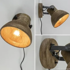 Straluma Light & Living wandlamp Ilanio hout met metaal><noscript><img width=