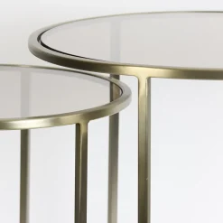 Straluma Light and Living bijzettafel Duarte set van 2 goud met bruin glas></noscript> Light and Living|Bijzettafels