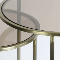 Straluma Light and Living bijzettafel Duarte set van 2 goud met bruin glas></noscript> Light and Living|Bijzettafels