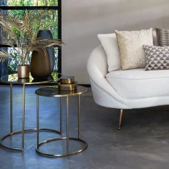 Straluma Light and Living bijzettafel Duarte set van 2 goud met bruin glas></noscript> Light and Living|Bijzettafels