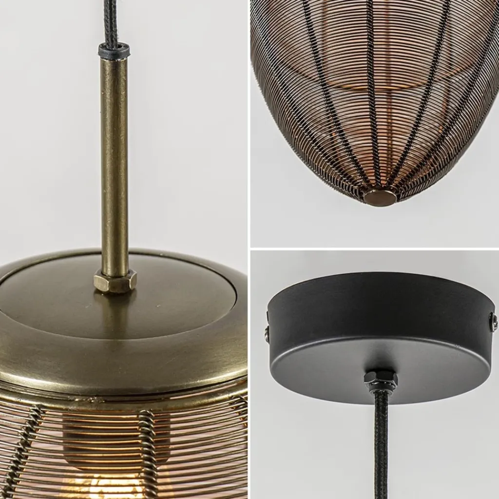 Straluma Light and Living hanglamp Yaelle antiek brons met zwart> Draadlampen|Light and Living