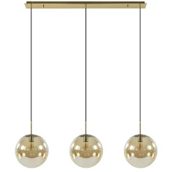 Straluma Light and Living hanglamp Medina 3L goud met amber glas> Eettafellampen|Light and Living