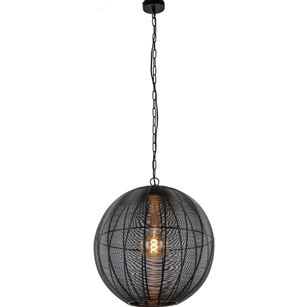 Straluma Light and Living hanglamp Amarah rond mat zwart> Eettafellampen|Draadlampen