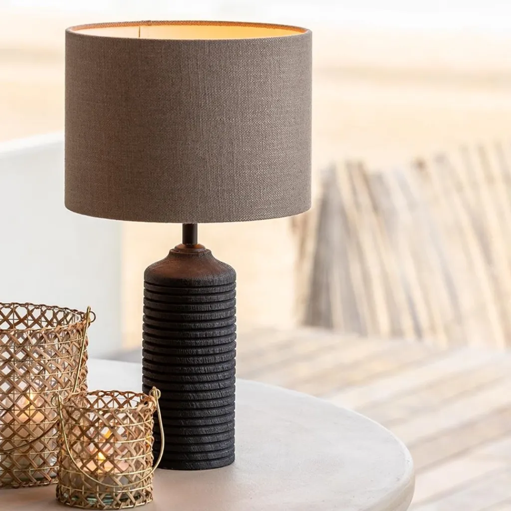 Straluma Light and Living lampvoet Paolo zwart hout excl. kap> Lampenvoeten|Light and Living