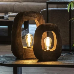 Straluma Light and Living tafellamp Kelafo hout chocolade bruin></noscript> Light and Living|Woonkamerlampen