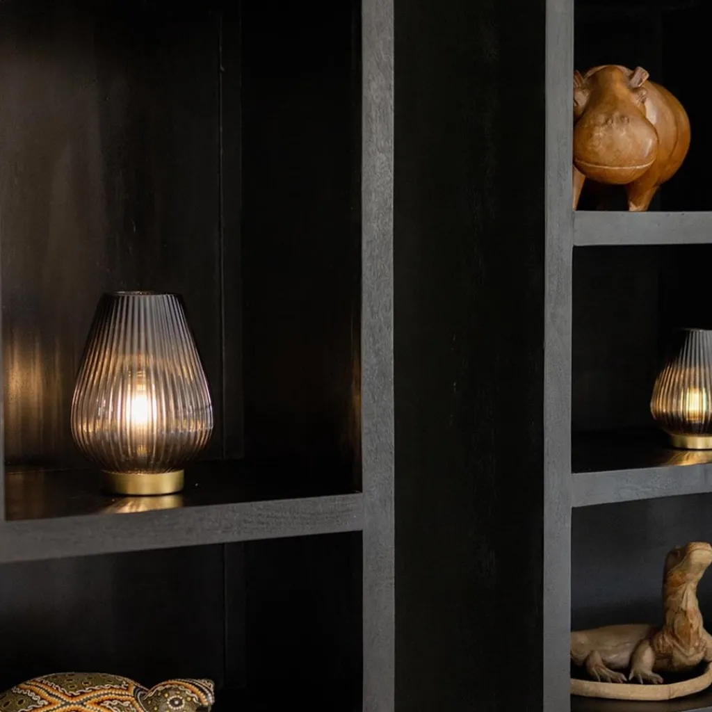 Straluma Light and Living tafellamp Tajera op batterij grijs/goud> Tafellampen|Light and Living