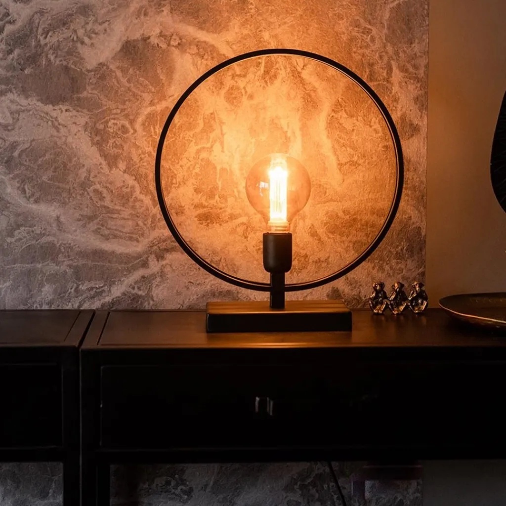 Straluma Light and Living tafellamp Rudra mat zwart> Light and Living|Woonkamerlampen