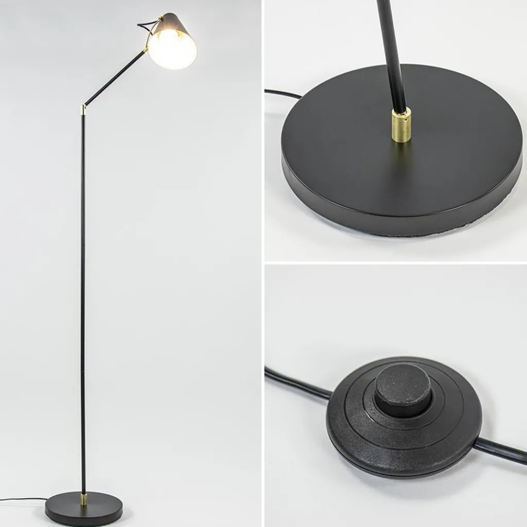 Straluma Light and Living vloerlamp Barre zwart met goud verstelbaar> Vloerlampen|Leeslampen