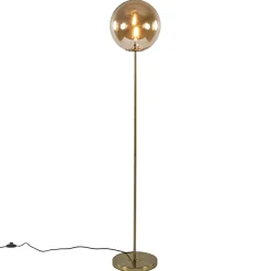 Straluma Light and Living vloerlamp Medina goud met amber glas> Vloerlampen|Light and Living