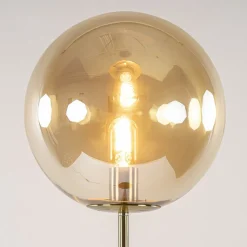 Straluma Light and Living vloerlamp Medina goud met amber glas></noscript> Vloerlampen|Light and Living