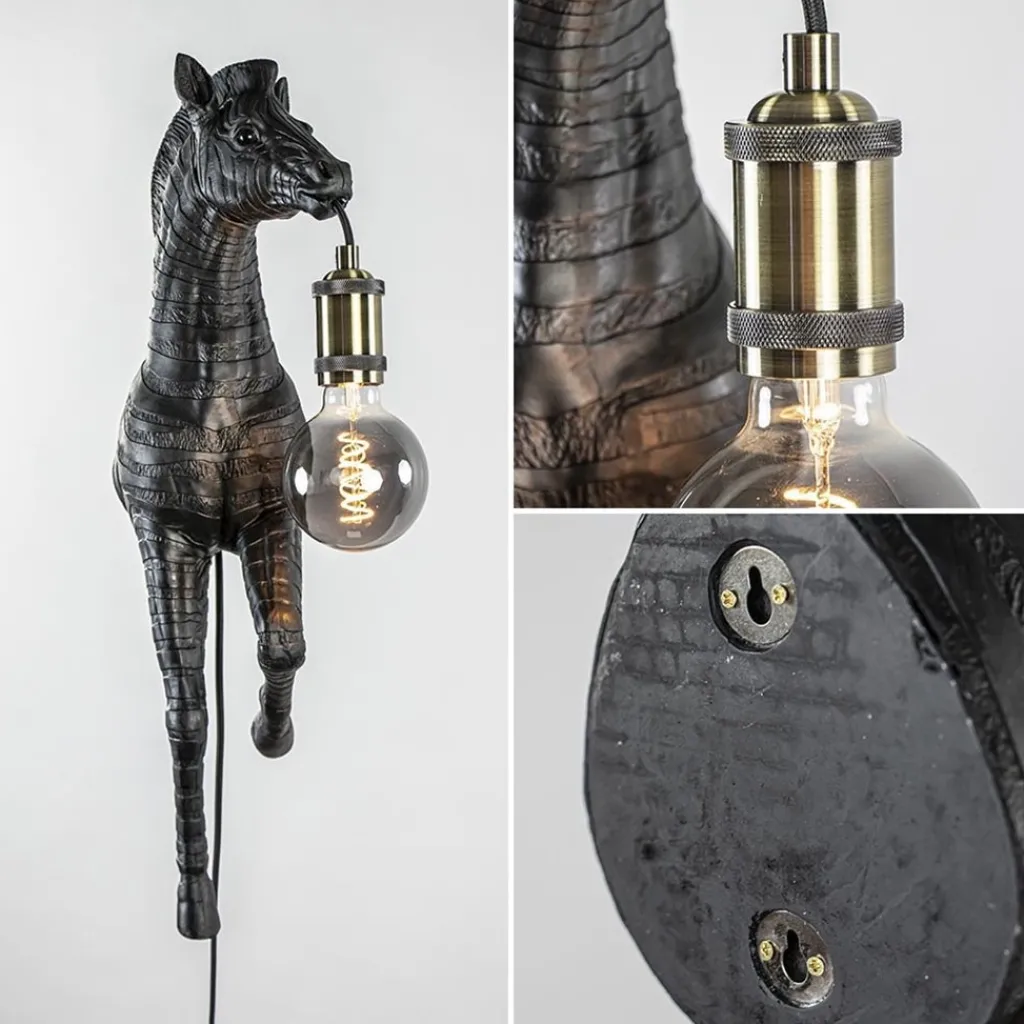 Straluma Light and Living wandlamp Zebra mat zwart> Light and Living|Botanische Verlichting