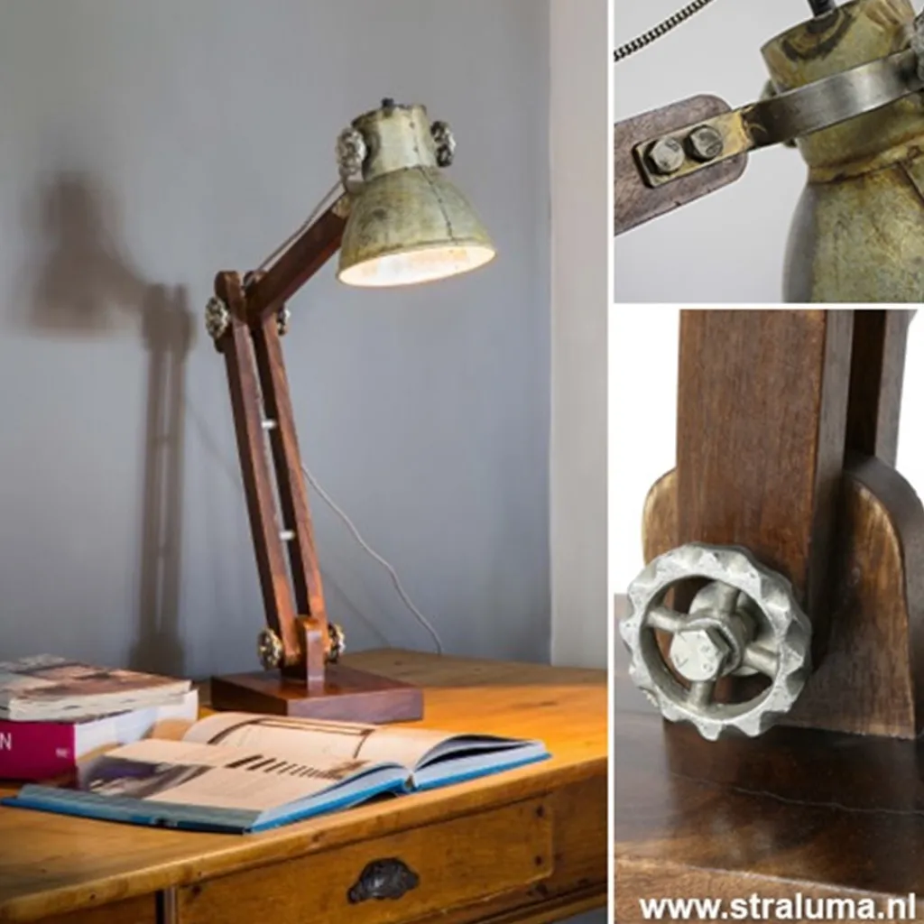 Straluma Light Living bureaulamp Ekerd hout-staal> Bureaulampen|Leeslampen