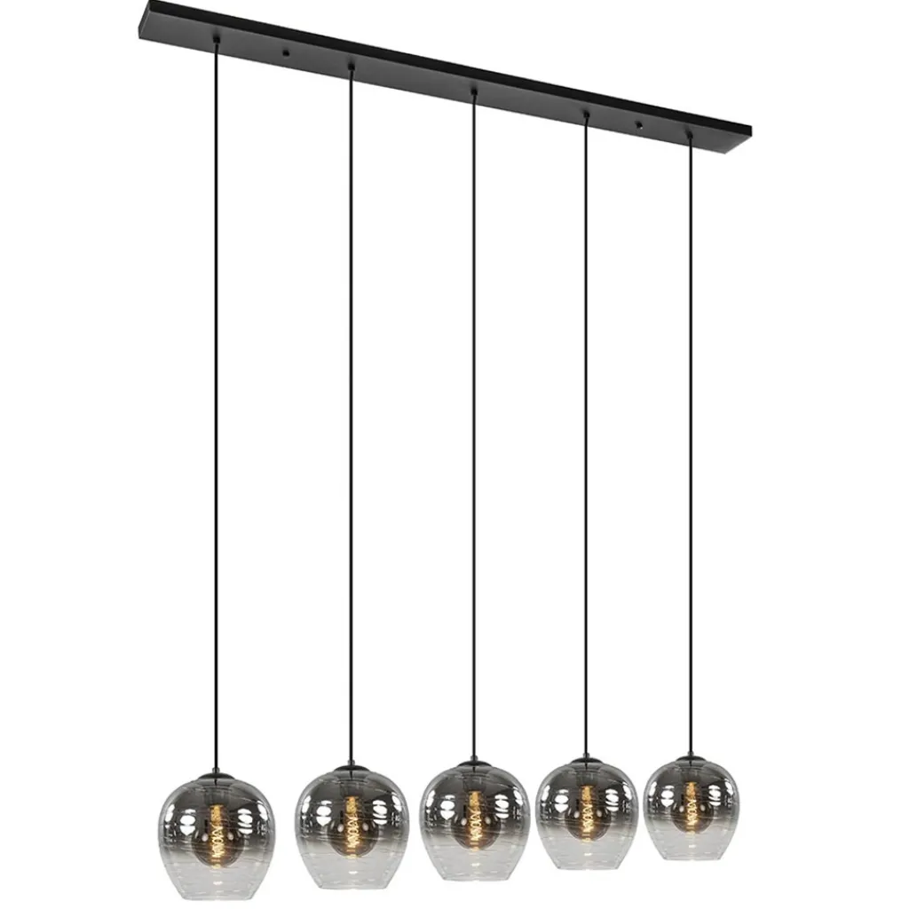 Straluma Luxe 5-lichts eettafelhanglamp smoke glas met verloop> Eettafellampen|Pendel Lampen