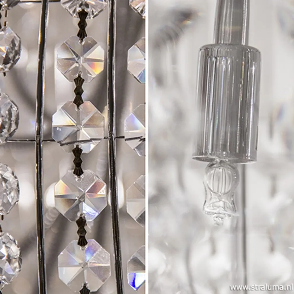 Straluma Luxe ronde hanglamp kristal met chroom> Eettafellampen|Woonkamerlampen