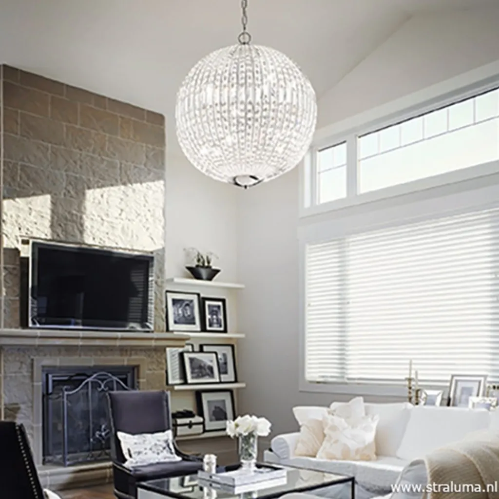 Straluma Luxe ronde hanglamp kristal met chroom> Eettafellampen|Woonkamerlampen
