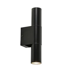 Straluma Mat zwarte cilinder wandlamp up+down&gt; Eetkamerverlichting|Wandlampen