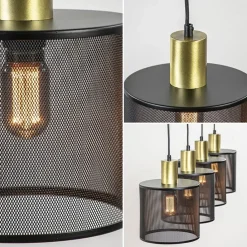 Straluma Mat zwarte eettafelhanglamp cilinder kappen met goud><noscript><img width=