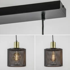 Straluma Mat zwarte eettafelhanglamp cilinder kappen met goud><noscript><img width=