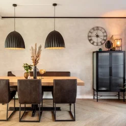 Straluma Mat zwarte hanglamp hoge koepel met relief><noscript><img width=