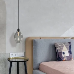 Straluma Mat zwarte hanglamp met smoke glas ruit><noscript><img width=