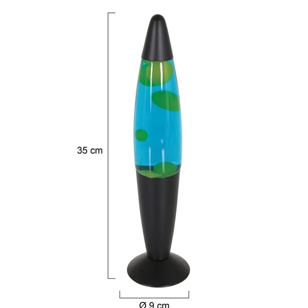 Straluma Mat zwarte lavalamp met blauw water en groene vlekken> Tienerkamerlampen|Kinderkamerverlichting