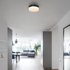 Straluma Mat zwarte LED plafondlamp met wit glas IP44 dimbaar></noscript> Plafondlampen|Plafonnières