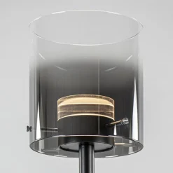 Straluma Mat zwarte LED vloerlamp met glazen kap helder/titanium><noscript><img width=