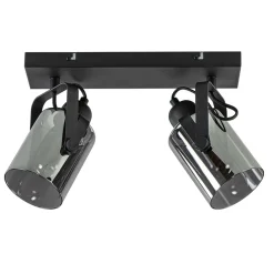 Straluma Mat zwarte 2-lichts plafondlamp met smoke glas> Woonkamerlampen|Slaapkamerlampen