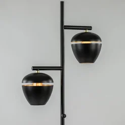 Straluma Mat zwarte 2-lichts vloerlamp met gouden accenten><noscript><img width=