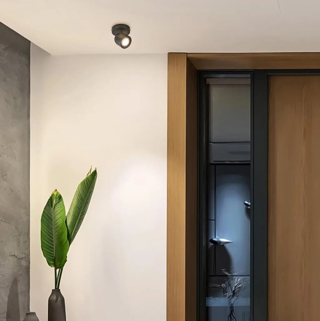 Straluma Mat zwarte opbouwspot 1-lichts verstelbaar> Plafondlampen|Opbouwspots