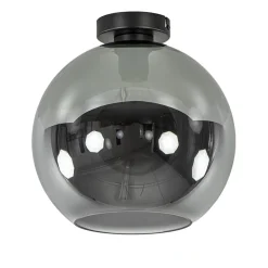 Straluma Mat zwarte plafondlamp met smoke glazen bol 30 cm> Woonkamerlampen|Slaapkamerlampen