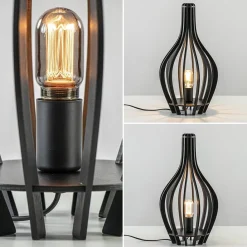 Straluma Mat zwarte tafellamp houten kegel></noscript> Tafellampen|Botanische Verlichting