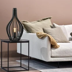 Straluma Mat zwarte tafellamp houten kegel></noscript> Tafellampen|Botanische Verlichting