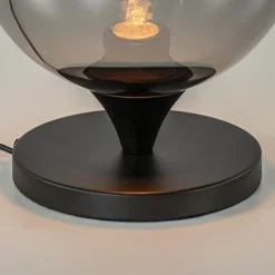 Straluma Mat zwarte tafellamp met smoke/titanium bol klein></noscript> Tafellampen|Luxe Verlichting