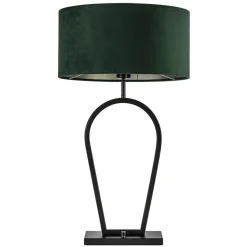 Straluma Mat zwarte tafellamp met kap velours groen> Tafellampen|Schemerlampen