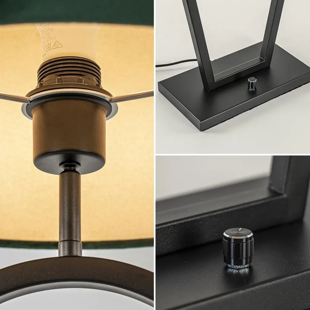 Straluma Mat zwarte tafellamp met kap velours groen> Tafellampen|Schemerlampen