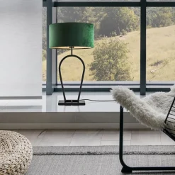 Straluma Mat zwarte tafellamp met kap velours groen><noscript><img width=